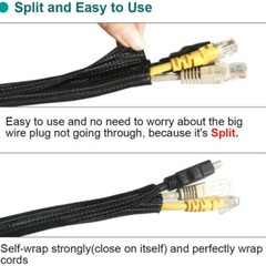 5M DIY Braided Wire Cable Sleeve Nylon Cord Protector Split Pipe Cable Organizer