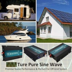 2500W Pure Sine Wave Inverter 24V DC to 110V 120V AC Car Power Truck RV Motor RV