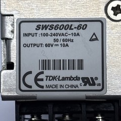 TDK-LAMBDA, SWS600L-60 Switching Power Supply, 100-240 VAC Input, 60V, 10 Amp
