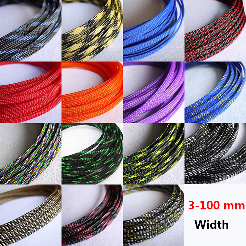 PET Nylon Braided Sleeve Tube 3 mm – 100 mm Width Car Audio Cable Wire Sleeving