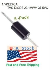 5-Pack 1.5KE27CA TVS DIODE 23.1VWM 37.5VC DO201 Axial Free Shipping