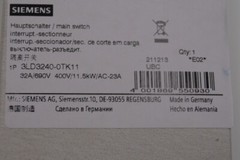 Siemens 3LD3240-0TK11 Main Switch 3LD3 240-0TK11