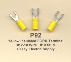 50 Yellow Insulated FORK SPADE Terminal Connector 12-10 Gauge Wire AWG #10 Stud