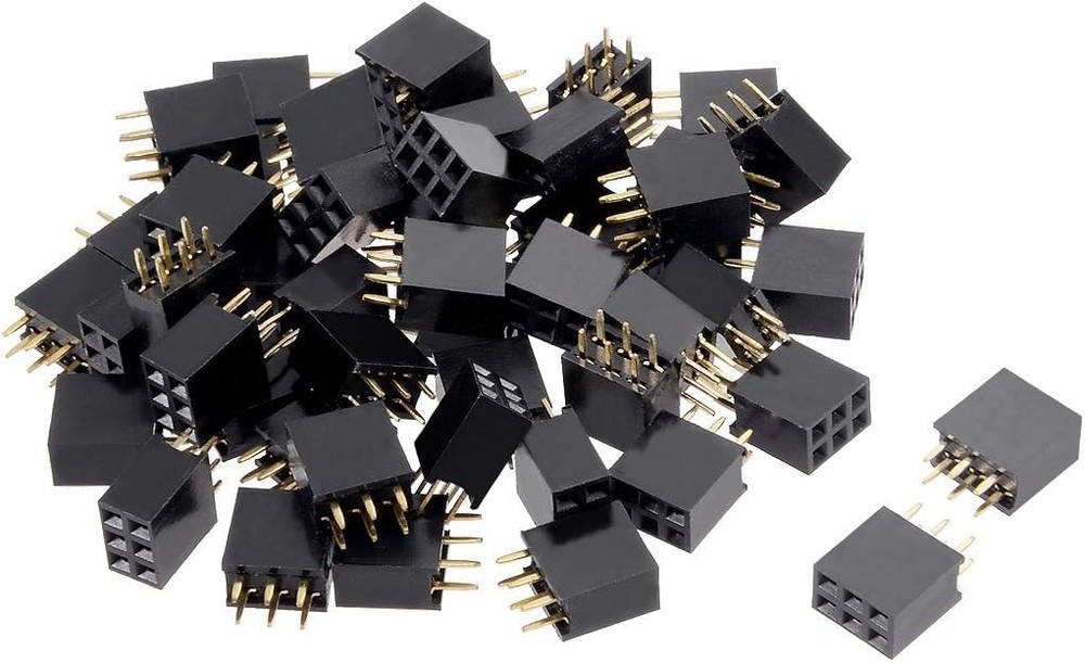 50 Pcs 2.54mm Pitch 2×3 Pin Double Row Straight Header Connector Female Pin