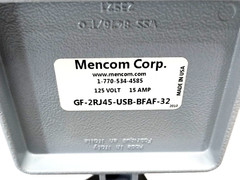 Mencom GF-2RJ45-USB-BFAF-32 Panel Interface Connector, GFCI Duplex, RJ45, USB
