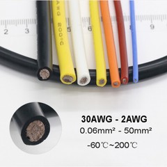 Flexible Silicone Cable Wire 2/4/7/8/10/11/12/13/14/15//16/17/18/20/22 – 30 AWG