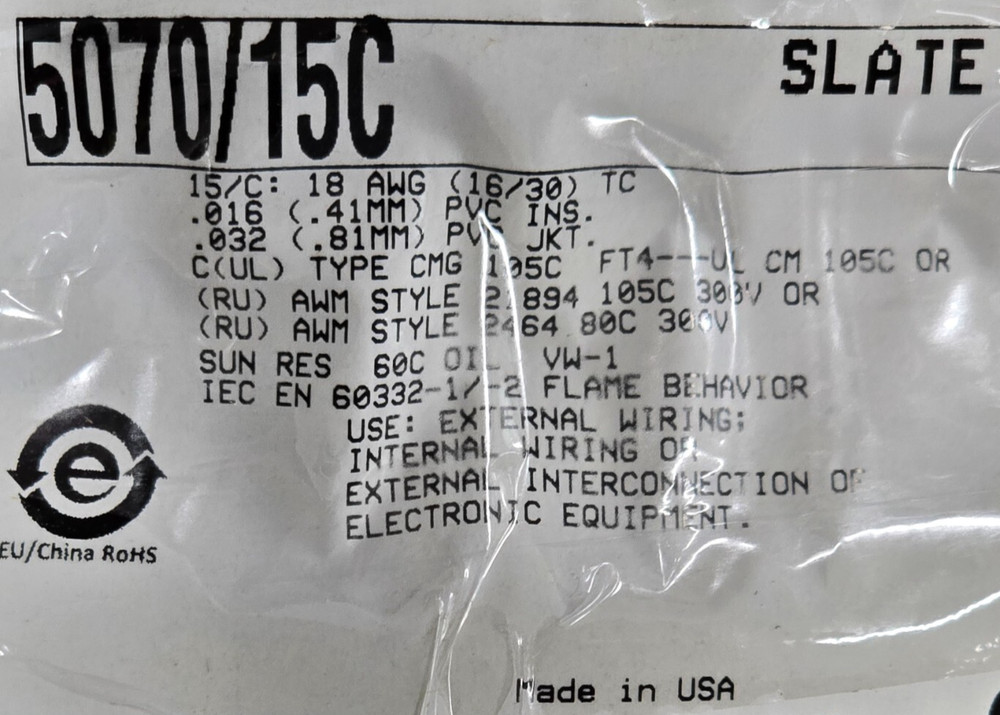 Alpha Wire 5070/15C 18/15C XtraGuard 1 Premium Control/Computer Cable 105C /1ft