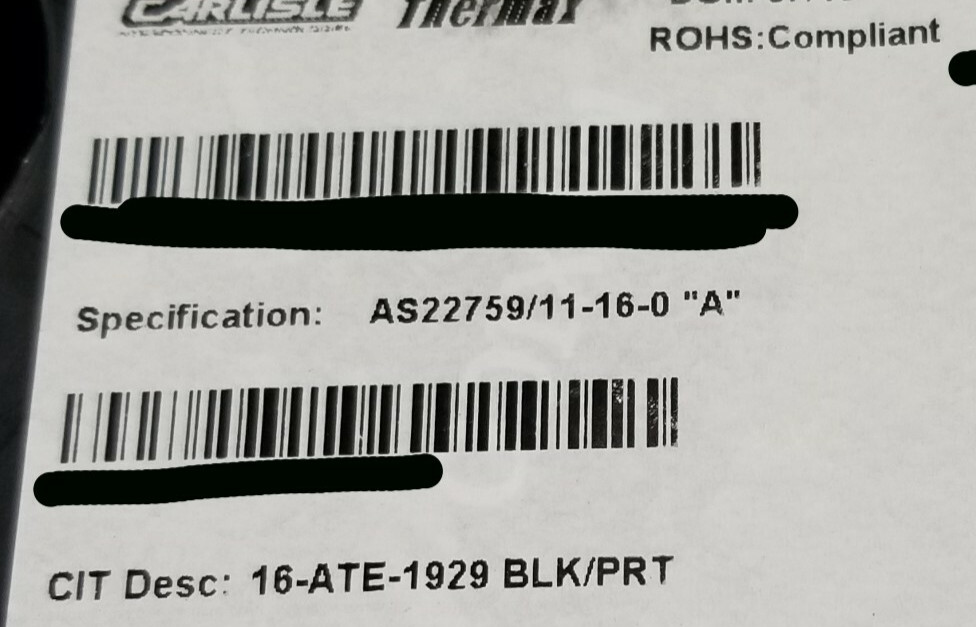 NEW Carlisle/Thermax M22759/11-16-0 #16awg SPC PTFE Milspec Aerospace Wire Black