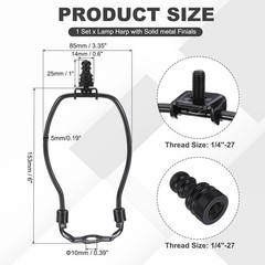 6 Inch Lamp Harp Kit 1 Inch Tall Iron Finial Heavy Duty Bracket Standard Saddle