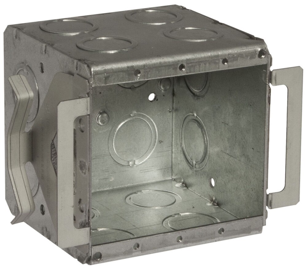 RACO 696B, 5.359″ x 3-1/2″ x 3.797″, Steel, 16-Knockout, 2-Gang Masonry Box, 1pc