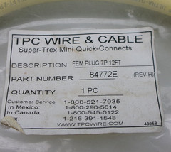 TPC WIRE & CABLE FEMALE PLUG 7P 12FT PART NUMBER 84772E #519R
