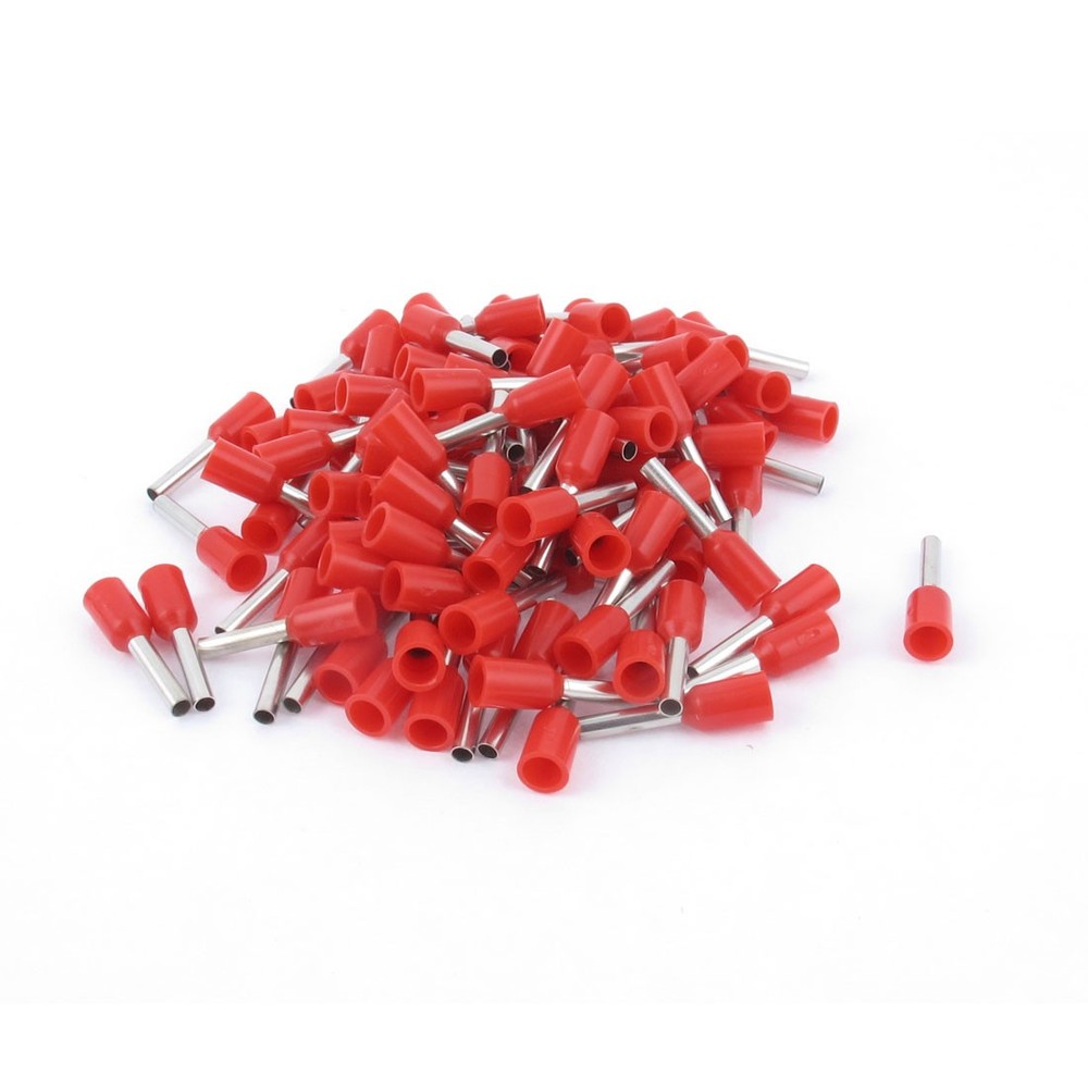 100Pcs Wire Crimp Connector Insulated Ferrule Pin Cord End Terminal AWG18 Red