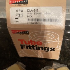 NEW GENERANT DLA-8-B UNION ELBOW TUBE FITTINGS 1/2 BRASS BOX OF 5