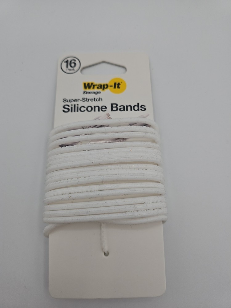Super-Stretch Silicone Bands, White, 16-Pk.