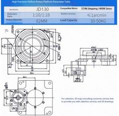 Hollow Rotary Platform 60/85/130/200/280 Electric Indexing Table Servo Gearmotor