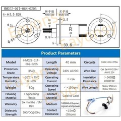 Gigabit Ethernet Slip Ring 1000Base-T 1 Cable Power Signal Flange RJ45 Joint