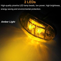 6Pcs 2.5 Inch LED Trailer Lights 2 Diode Waterproof LED Color: AmberSize: 6Pcs