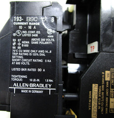 Allen-Bradley 100-A18ND3 Contactor with 193-BSC15 Overload Relay