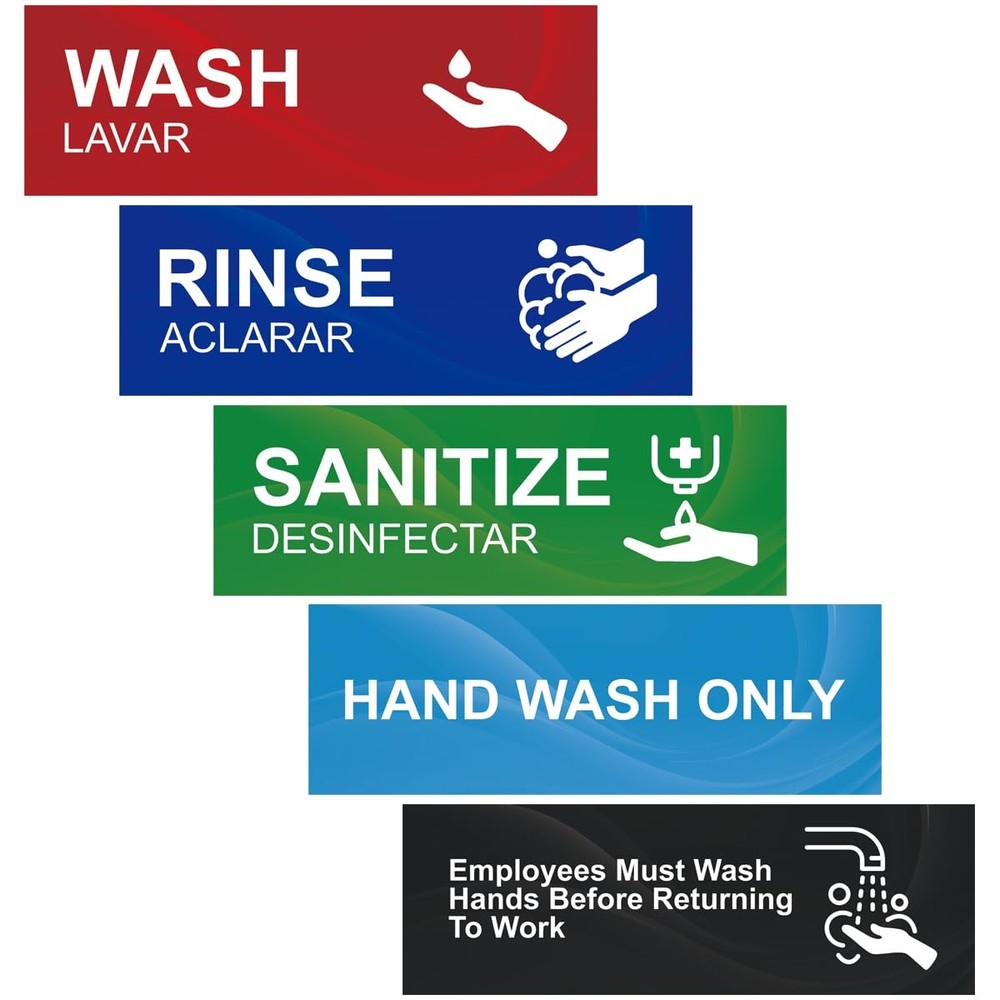 Wash Rinse Sanitize Sink Labels, 5 Pack 3 Compartment Sink Signs, Waterproof …