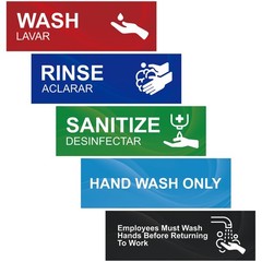 Wash Rinse Sanitize Sink Labels, 5 Pack 3 Compartment Sink Signs, Waterproof …