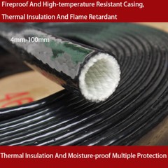 Silicone Fibreglass Fire Sleeving High Temp Insulating Hose Black 4mm~100mm