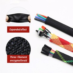 Dense PET Nylon Braided Sleeving Tube Width 12mm Car Audio Cable Wire Sleeving