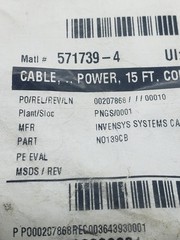 FOXBORO N0139CB POWER CABLE 15ft LONG 90c, NIB