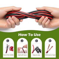 100FT 12/2 Gauge 2Pin 2 Color Red Black Cable Hookup Electrical Wire LED Strips