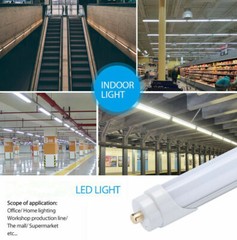 25 PACKS T8 8FT 50W SINGLE PIN FA8 Base LED Outdoor Tubes Lights 5000K MILKY