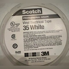 LOT OF 3 SCOTCH 3M PROFESSIONAL GRADE VINYL ELECTRICAL TAPE 35 WHITE CANADA MADE