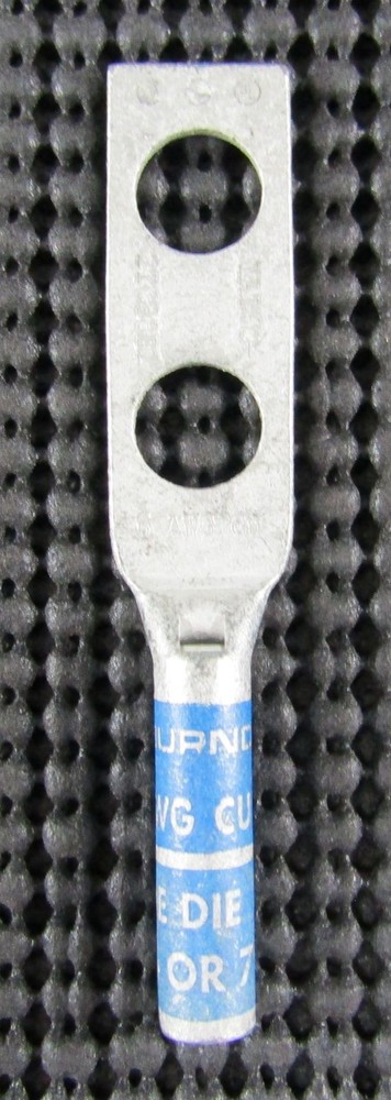 BURNDY YAZ6C-2TC38E2 AWG#6 TWO-HOLE LONG BARREL LUG – LOT OF 5 / NEW NO BOX