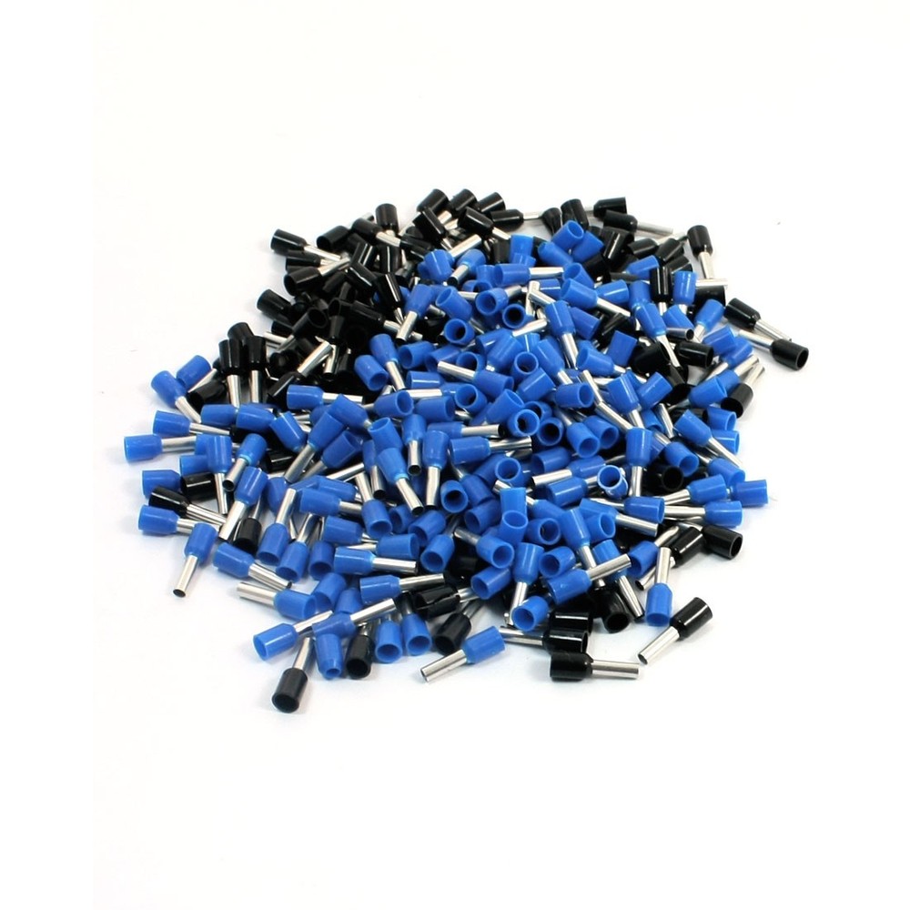 14 AWG Wire E2508 Metal Tube Pre Insulate Ferrules Terminals Black Blue 380 Pcs