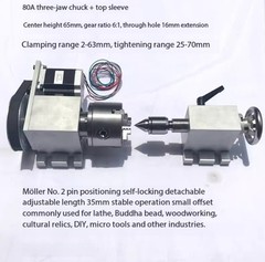 CNC Engraving Machine Rotary Table Fourth Axis 80/100 Chuck Tailstock Spindle