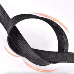 PET Black Braided Cable Sleeving 1-100mm Expandable Wire Harness Auto Sheathing