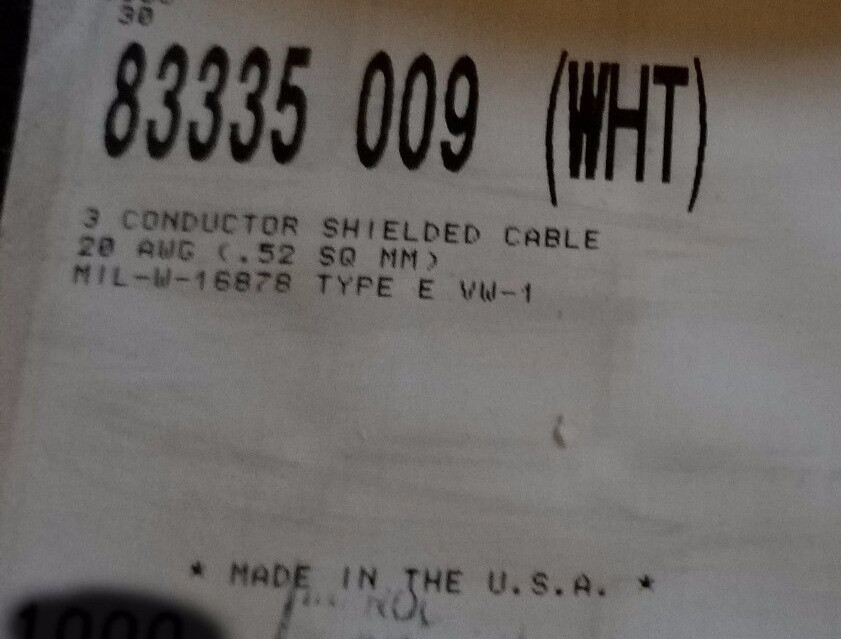 Belden 83335 20/3C M16878/4 Silver Coated Shield TFE Tape Shielded Cable/10ft