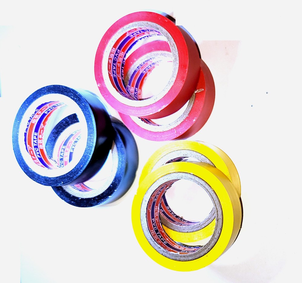 Electrical Tape, Flame Retardant, 16mm wide x 6M, 2 each Red, Black, Yellow