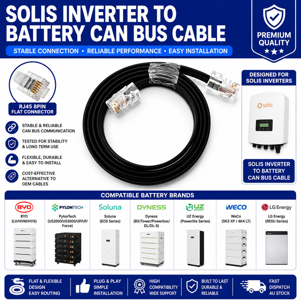 SolIs Inverter to Battery CAN Bus Cable BYD Pylontech SOLUNA Dyness