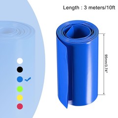 Battery Wrap, 95mm Flat 10ft PVC Heat Shrink Tube Wraps Blue