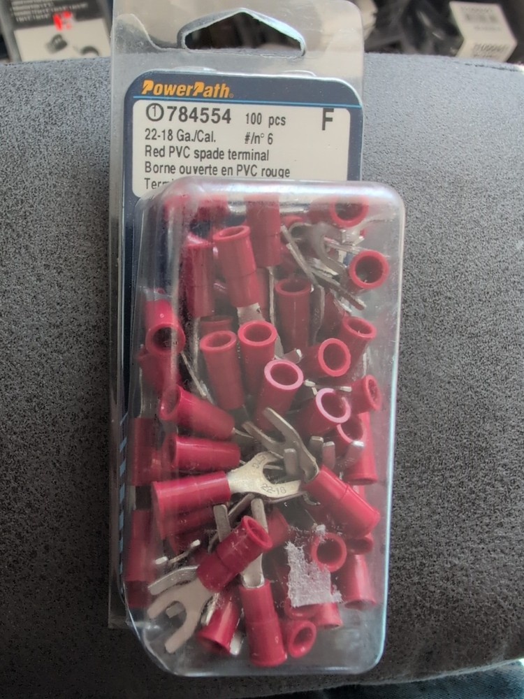 (100) pieces 22-18 AWG guage red PVC Locking Spade Terminal #6