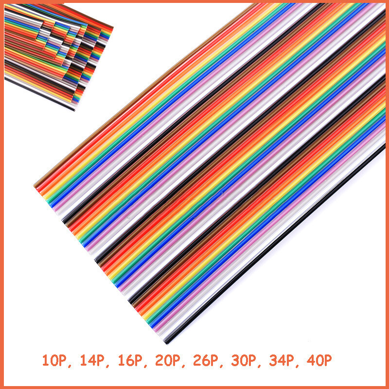 Dupont Wire Flat Flexible Rainbow Ribbon PCB Cable Pitch 1.27mm 10 14 16 20~40P