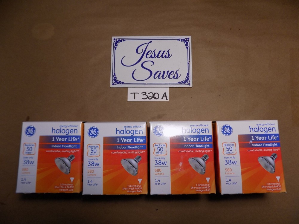 4- GE Flood Light Bulb, Indoor, Short Neck, Par 30, 50w -69166 P320a