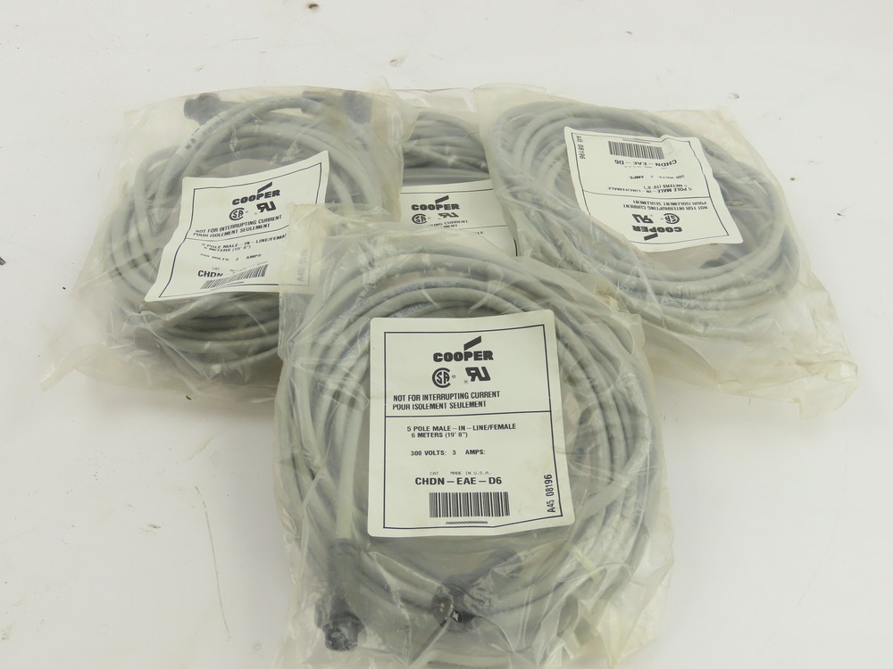 COOPER CROUSE-HINDS CHDN-EAE-D6 3 PK – 6 Meter 5 Pole Male In-Line/Female Cable