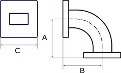 WR28 Waveguide 90 degree H Bend 30mmx30mm