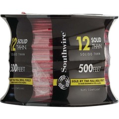 Southwire 11589958 12 Solid Building Wire, Red, 500 Ft.