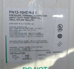 Cut stip of 10, PN12-10HDR #10 Pressure Terminal Connector wire size 16-12 600V
