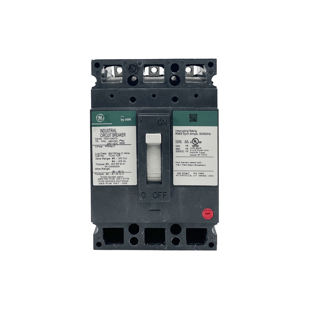 NIB – GE – TED134070 – 3 Pole 480Vac 70A Breaker