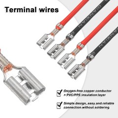20Pcs Female Spade Crimp Terminal 4.8mm 10cm Wires, Red/Black