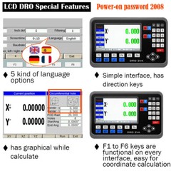 TOAUTO 3 Axis DRO + 3pc Linear Scales 450mm+550mm+650mm LCD Digital Readout Kit