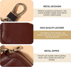 Leather Car Key Case with Metal Hook, Universal Key Holder for Women and Men (Br