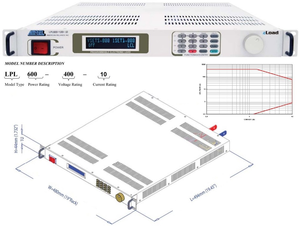 Amrel LPL600-400-10 electronic load 600w 400Vdc 10A